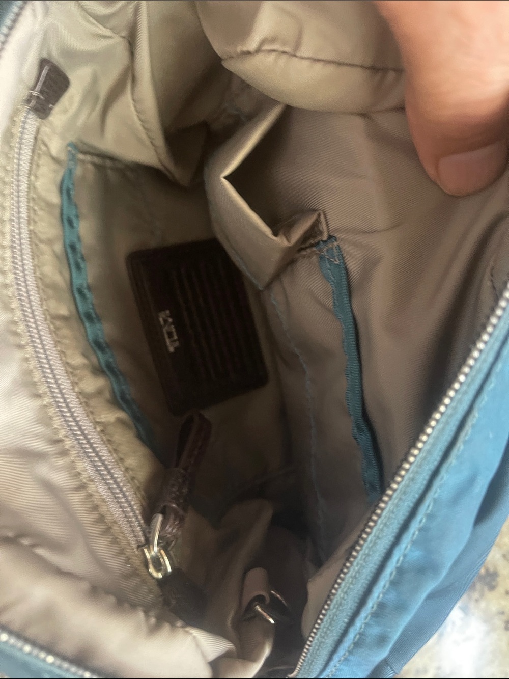 Tumi Men's Dark Teal Nylon Messenger Bag with Green Strap - Picture 9 of 12